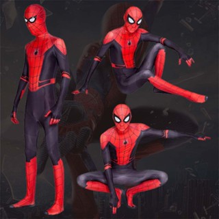  Spider Man one-piece cosplay costume childrens superhero suit (1 superhero Boilersuit+1 split mask)