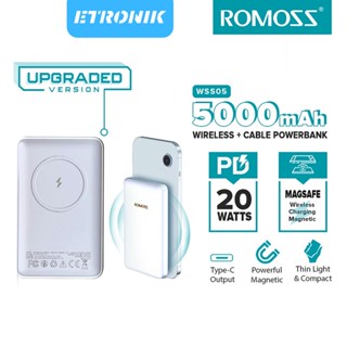 ETRONIK Romoss WSS05 5000mAh PD20W Wireless Power Bank Fast Charge แบตเตอรี่แม่เหล็กขนาดเล็กกะทัดรัด