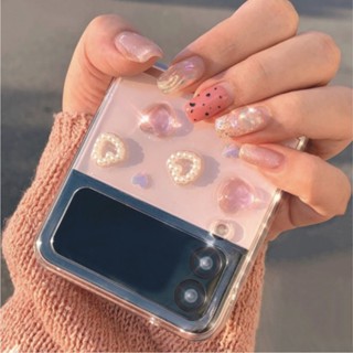 Glitter Heart parts case compatible for iphone 14 13 12 11 s23 s22 ultra plus z flip 1 2 3 4