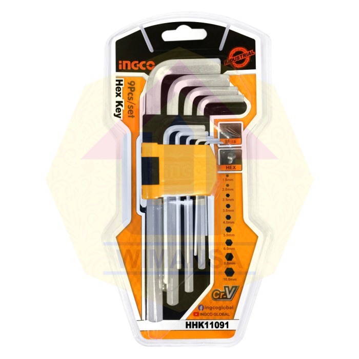 WMS-HHK11091 INGCO 9 ชิ้น HEX KEY SET - HEX KEY L KEY