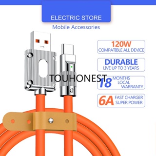 สายชาร์จเร็ว 120W 6A Micro USB สายชาร์จเร็วมาก Type C ซิลิโคนเหลว ชาร์จเร็ว สายเคเบิลข้อมูล สําหรับ Huawei Xiaomi