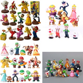 ฟิกเกอร์ PVC รูป Super Mario Bros Yoshi Peach Princess Luigi Shy Guy Odyssey Donkey Kong ของเล่นสําหรับเด็ก 18 ชิ้น ต่อชุด