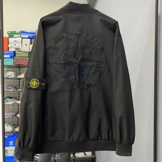 STONE ISLAND BOMBER JACKET สำหรับผู้ชาย, windproof Casual Sport Suit JACKET พร้อม STAND COLLAR Mus GY9X