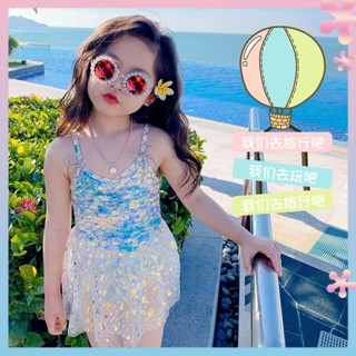 Girls Mermaid one-piece swimsuit ins baby cute swimsuit beach hot spring bikini Princess swimming dress