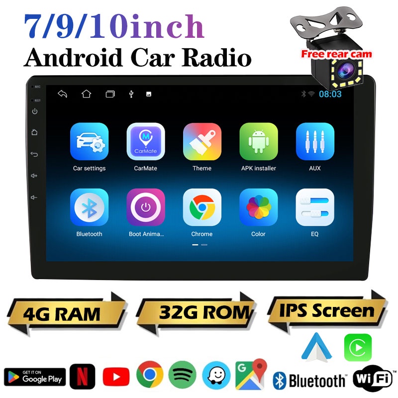 [4G+32G Carplay&amp;android Auto] เครื่องเล่นเสียงสเตอริโอ บลูทูธ 2.5D หน้าจอสัมผัส Wifi 12 10 9 7 นิ้ว 2 din USB สําหรับรถยนต์