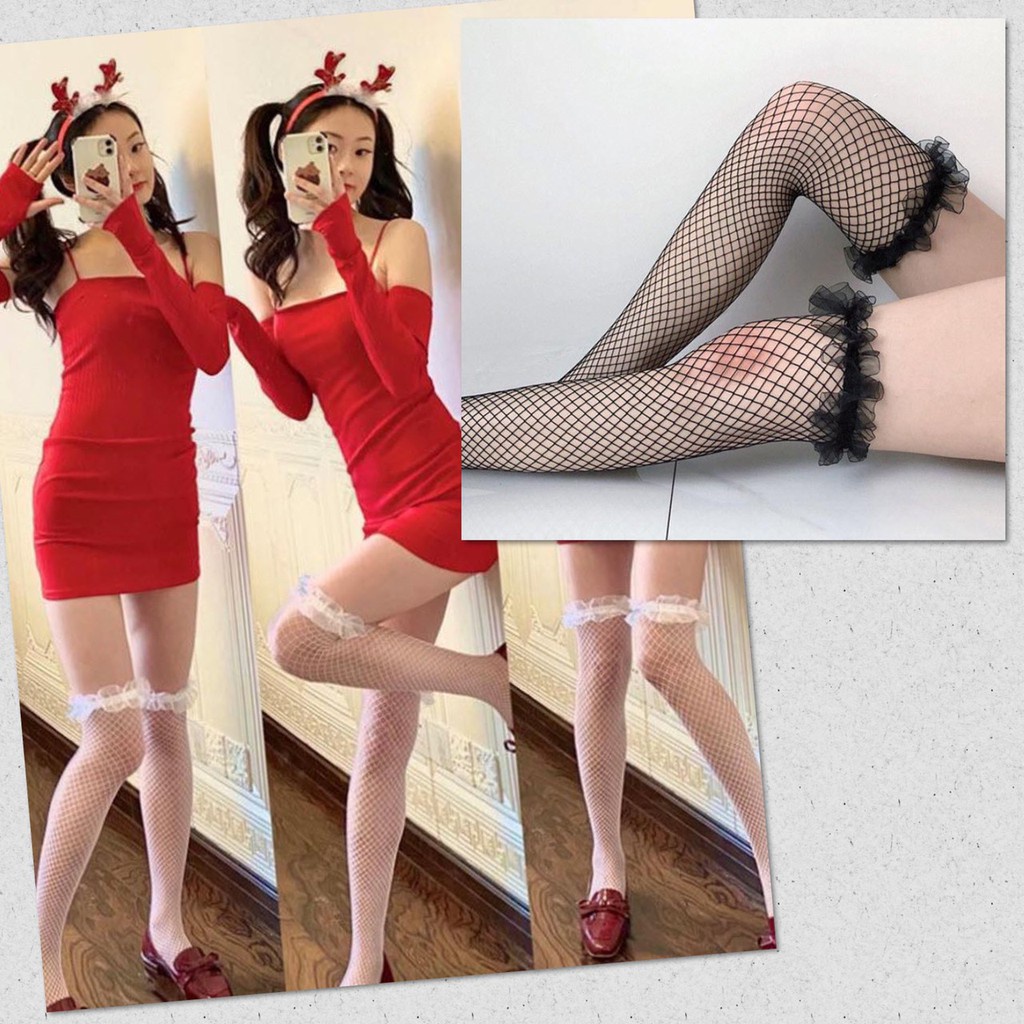 🌸 ถุงน่องตาข่าย Sexy ถุงเท้าตาข่าย วัสุดหนา ยืด แข็งแรง ใส่คู่กับชุดนอนไม่ได้นอน หรือชุดครอสเพลย์ได้ เกรดพรีเมี่ยม 🌸