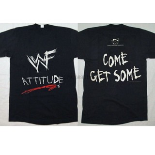 เสื้อยืด ลาย vtg WWF Attitude Era Come Get Some 1998 สีดํา