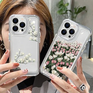 เคสโทรศัพท์มือถือใส แบบนิ่ม ลายซากุระ กันกระแทก สําหรับ Apple Iphone 14 13pro 11xr 12