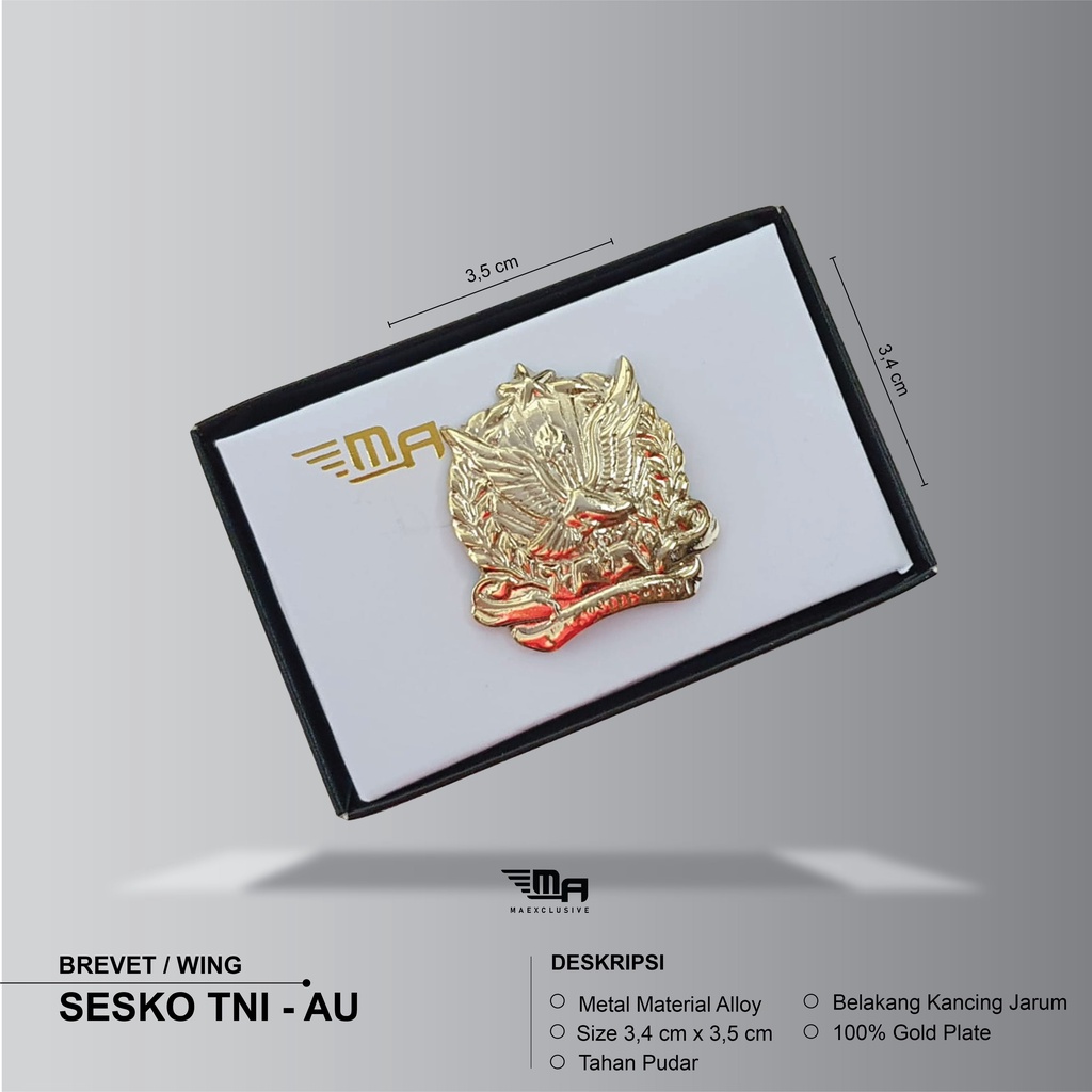 WING SESKO TNI AU PDH BRIVET เข็มจุ่ม TNI AU
