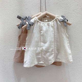 เสื้อเชิ้ตแขนกุด ผ้าฝ้าย ขนาดเล็ก แฟชั่นฤดูร้อน สําหรับเด็กผู้หญิง อายุ 0-4 ปี