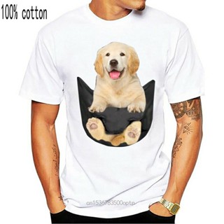 Men T-Shirt Golden Retriever In Pocket Cute Little Dog Men  Cotton S-3Xl  Tee Shirt Funny Tops Tee_04