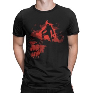 เสื้อยืดแขนสั้น คอกลม ผ้าฝ้าย 100% พิมพ์ลาย The Jungle Hunter Alien vs Predator สําหรับผู้ชาย_02