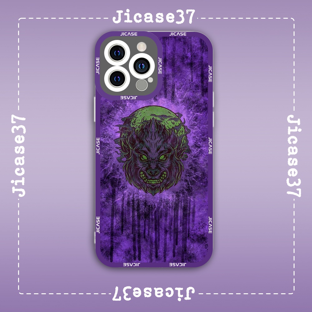 Jicase Monster Wolf Psychedelic Art Square Edge iphone Case