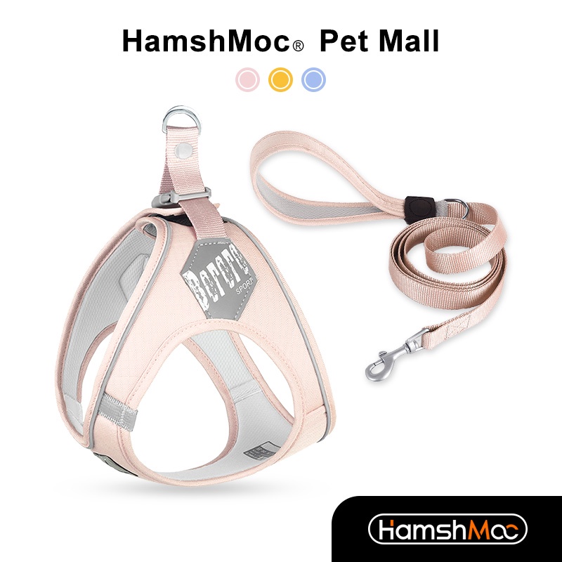 HamshMoc สายรัดสุนัขสะท้อนแสงและสายจูงชุดสายรัดสัตว์เลี้ยงแบบปรับได้สบายพร้อมที่จับควบคุมง่ายสําหรับสุนัขขนาดกลางขนาดเล็ก