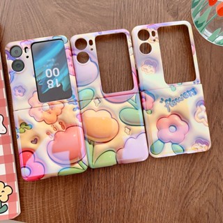 เคสโทรศัพท์มือถือแบบนิ่ม ฝาพับ ลายการ์ตูนดอกไม้ 3D แสงสีฟ้า สามมิติ สําหรับ OPPO Find N2 Flip N2Flip