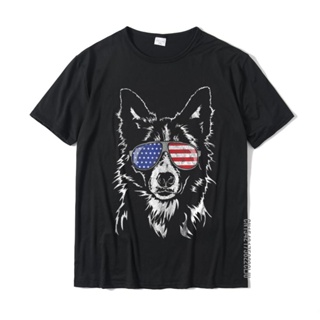 Funny Proud Border Collie American Flag Sunglasses Gift Dog Youth Family Normal Tees Cotton T Shirts Group_04