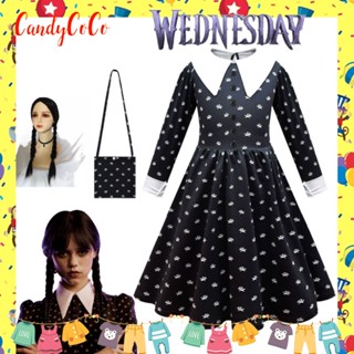 【ครบชุด】Wednesday The Addams ชุดคอสเพลย์ ชุดครอบครัว วันพุธ ปาร์ตี้ฮาโลวีน สําหรับเด็กผู้หญิง