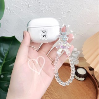 เคสหูฟังซิลิโคน tpu แบบใส ลายหมีน่ารัก พร้อมจี้ห้อย สําหรับ Realme Buds T100 Realme BudsT100