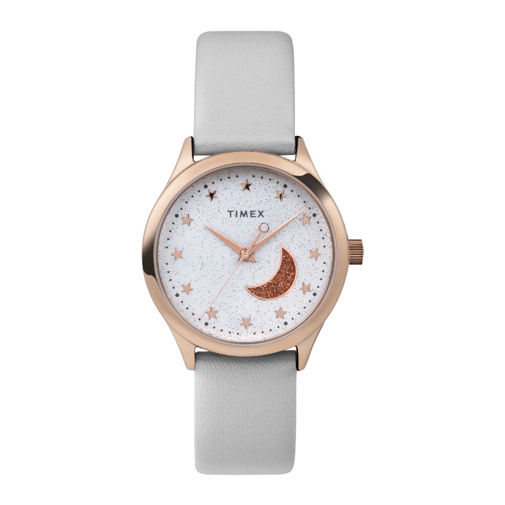 Timex TW2V49400 DRESS นาฬิกาข้อมือผู้หญิง สายหนัง สีเทา หน้าปัด 32 มม.
