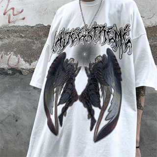 เสื้อยืดแขนสั้นราคาถูกและสบายที่สุด เสื้อยืดแขนสั้น Devil Angel Gothic Retro พิมพ์สำหรับชายและหญิง_03
