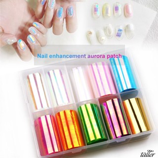 ✧ Ready Stcok 1 Volume Nail Art Aurora Sticker ฟอยล์ติดเล็บสีสันสดใสทองน้ำเงินผสมสีกระดาษแก้วสติ๊กเกอร์โอนเล็บสำหรับการออกแบบเล็บ Diy สูงกว่า