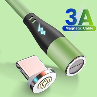 3a สายเคเบิลแม่เหล็ก Type C 360° หมุน Micro USB ขั้วต่อแม่เหล็ก สายชาร์จ สําหรับ iPhone ซิลิโคนเหลว โทรศัพท์ ชาร์จเร็ว