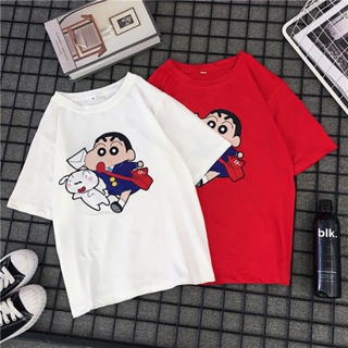 ZW Round Neck Cartoon Crayon Shin-chan Print Short Sleeve Loose T-Shirt_12