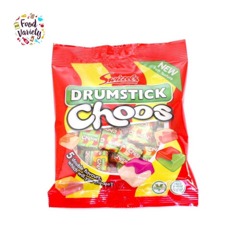 Swizzels Drumstick Choos Sharing Bag 150g สวิซเซลไม้ตีกลองชูส์ถุงแชร์ 150 กรัม