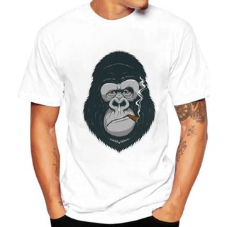 [S-5XL] เสื้อยืด พิมพ์ลายการ์ตูนอนิเมะ Gorilla สูบบุหรี่ สไตล์ฮาราจูกุ แฟชั่นฤดูร้อน สําหรับผู้ชาย และผู้หญิง