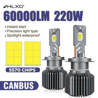 【Super Power】ชิปไฟหน้า LED HLXG K5C H7 Canbus H1 H4 H11 9012 HIR2 H8 H9 9005 9006 HB3 HB4 พลังงานสูงมาก 4300K 6000K 5570 CSP 60000LM 2 ชิ้น