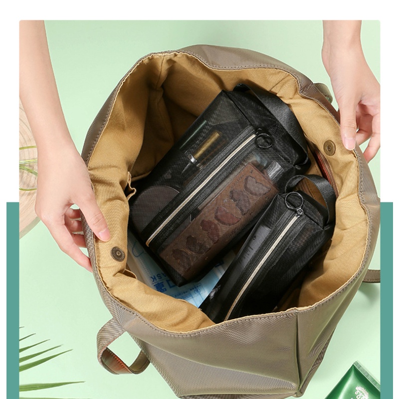 [ Featured ] กระเป๋าเครื่องสําอาง ผ้าตาข่าย แบบใส ขนาดใหญ่ จุของได้เยอะ สีดํา ของใช้ในครัวเรือน สําหรับห้องน้ํา เดินทาง