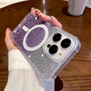 เคสโทรศัพท์มือถือแบบแข็ง ใส กันกระแทก แต่งกลิตเตอร์ ไล่โทนสี หรูหรา สําหรับ iPhone 14 13 12 11 Pro Max 11pro 13 14 promax 14 Plus