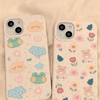 เคสโทรศัพท์มือถือ ย่อยสลายได้ ลายหมี ดอกไม้ สัตว์น่ารัก สําหรับ Apple Iphone 14 13promax 12 11