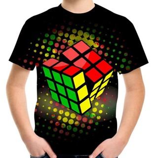 Good Quality✕๑4-13 Year Children Fashion 3D Print T-Shirt Boys Girls Magic Cube Eagle Aircraft Galax_02