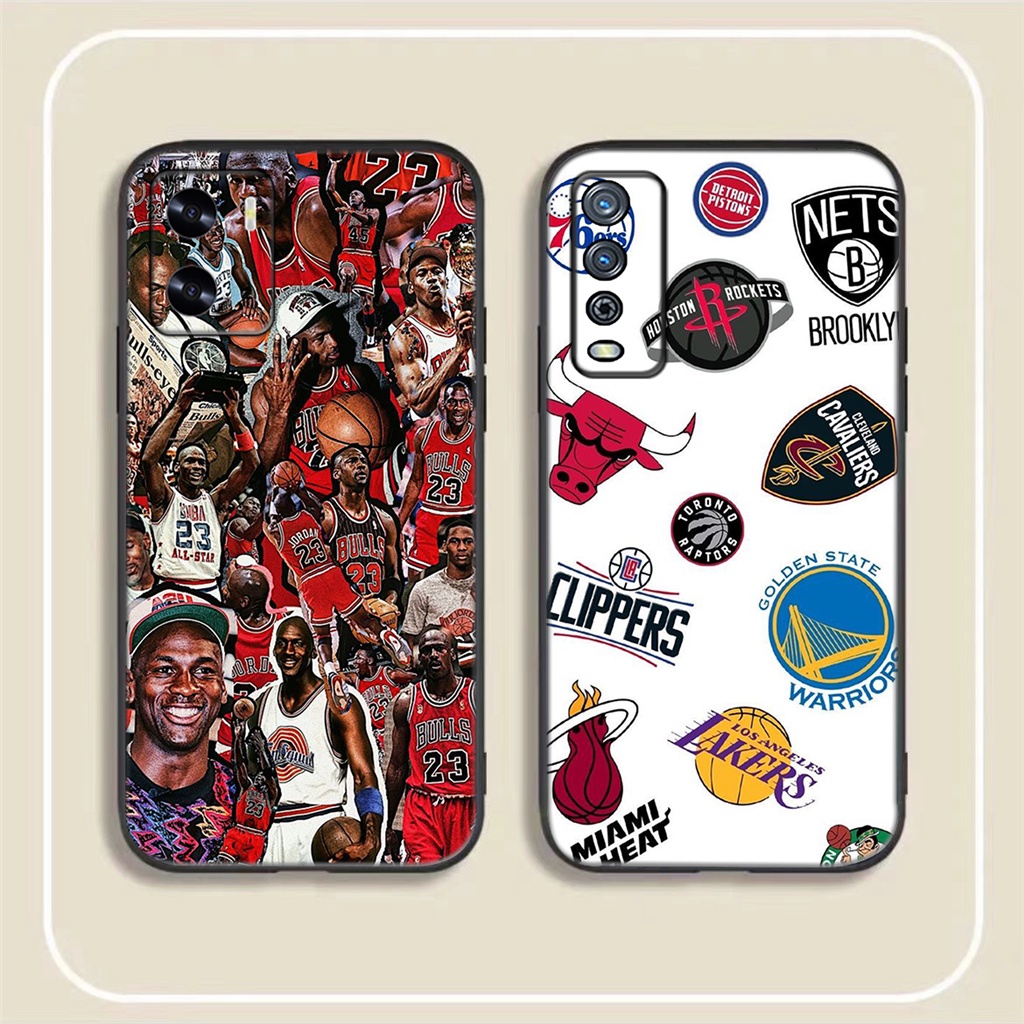 Vivo V15 V23 V25 S1 Pro OL72 โลโก้ nba เคสโทรศัพท์ TPU สีดํานุ่ม