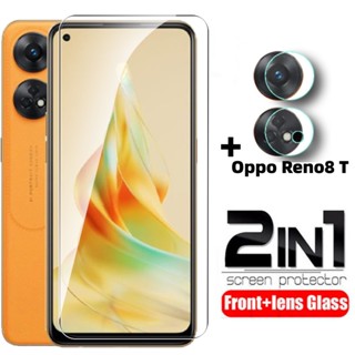 2 IN 1 ฟิล์มกระจกนิรภัยกันรอยหน้าจอ แบบใส HD ป้องกันเลนส์กล้อง ด้านหลัง สําหรับ Oppo Reno8 T 8T Reno8T 4G CPH2481