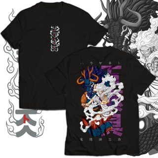 ๑เสื้อยืดอนิเมะ - เสื้อ One Piece Gear 5 Luffy x Kaido x Onigishima