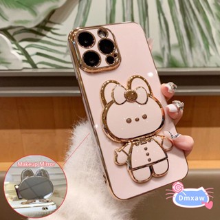 เคสกระจกแต่งหน้า แบบนิ่ม บางพิเศษ ลายกระต่ายน่ารัก ประดับโบว์ สําหรับ Vivo X70 X60 Pro Y91C Y91 Y95 V5 Plus Y51 Y31 2020