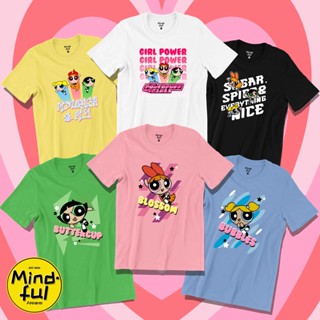 เสื้อยืดแขนสั้นเสื้อยืดสั่งทำ POWERPUFF  GIRLS GRAPHIC TEES | MINDFUL APPAREL TSHIRTเสื้อยืดS-5XL