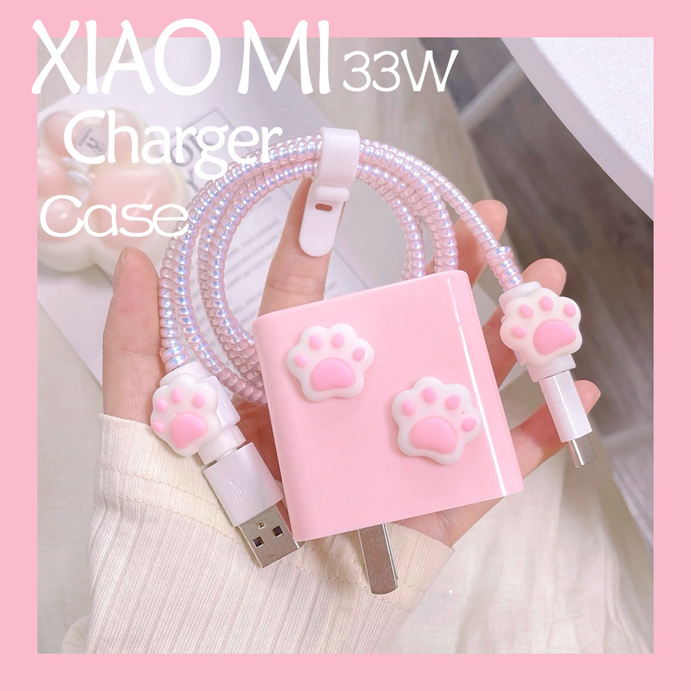 Xiaomi 33W ฝาครอบที่ชาร์จ พร็อพ ลายการ์ตูนอุ้งเท้าแมวน่ารัก สําหรับ XIAOMI 10 Redmi K30 Pro Redmi 10