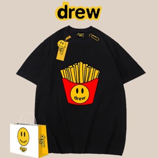 drew Smiley t-Shirt Loose Pure Cotton Versatile Short-Sleeved Men Women European American Couples Half-Sleeved Summ_01