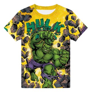 เสื้อยืดแขนสั้น พิมพ์ลาย Hulk 3 มิติ สีเขียว แฟชั่นฤดูร้อน สําหรับเด็กผู้ชาย 2023