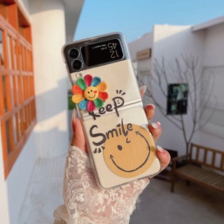 เคสแข็ง แบบใส ลายดอกทานตะวัน กันกระแทก สําหรับ Samsung Galaxy Z Flip 3 5G Samsung Z Flip 4