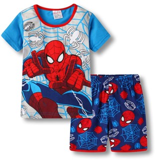 เสื้อยืด พิมพ์ลาย Superhero Spiderman Avengers แฟชั่น สําหรับเด็กผู้ชาย อายุ 4-12 ปี 2 ชิ้น