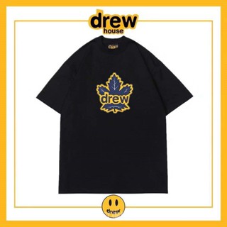 (Hot sale) drew House o-neck T-shirt Smiley co-branded Maple Leaf short sleeves unisex pure cotton men women couple_01