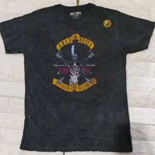 เสื้อยืด GNR ผ้าฝอกทำเก่า  ลิขสิทธิ์แท้ 2021