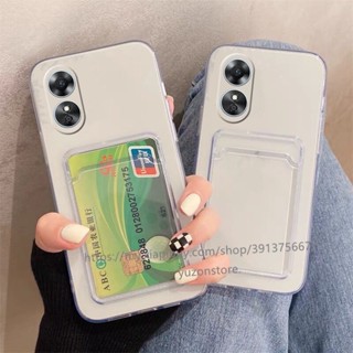 เคสโทรศัพท์มือถือแบบนิ่ม TPU ใส กันรอยเลนส์กล้อง พร้อมช่องใส่บัตร สําหรับ OPPO Reno8 T Reno8 Z Pro A78 A17 A17k A77s A57 4G 5G