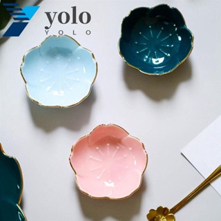 Yolo จานเซรามิค ทรงสี่เหลี่ยม ขนาดเล็ก สีทอง ของใช้บนโต๊ะอาหาร สําหรับใส่เครื่องปรุงรส