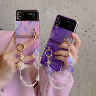 เคสโทรศัพท์ Samsung Z Flip 3/Z Flip 4 เคสโทรศัพท์ เคสป้องกัน Samsung เคสกันกระแทก ชุดสามชิ้น สีชมพู สีม่วง การแสดงผล