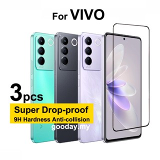 ฟิล์มกระจกนิรภัยกันรอยหน้าจอ แบบเต็มจอ สําหรับ Vivo V27E V27E V27 V25 Pro V25 V23 5G V25e V23e Vivo X90 X80 X70 Pro Plus 3 ชิ้น